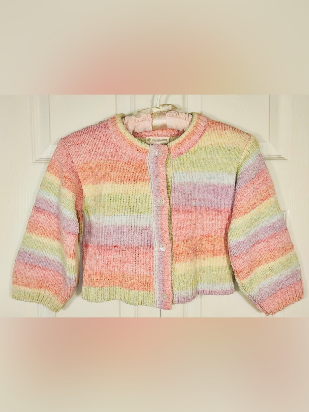 Tucker + Tate Kids Rainbow Chenille Cardigan Coral Paradise Multi Size 5